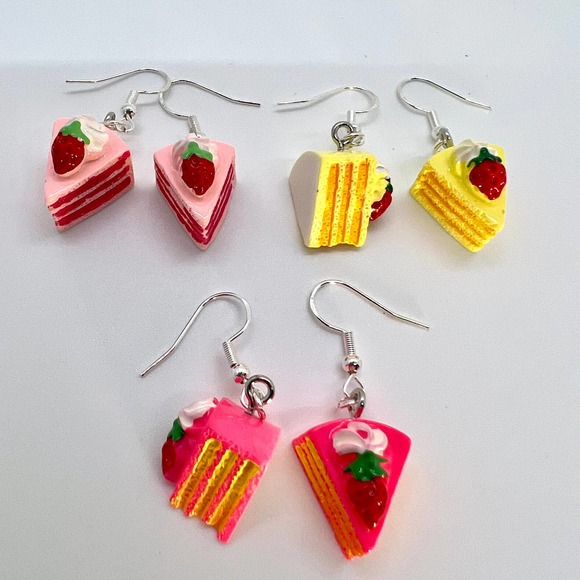 Cake Slice Earrings - Birthday Party Earrings - Birthday Cake Accessories - Picture 4 of 10